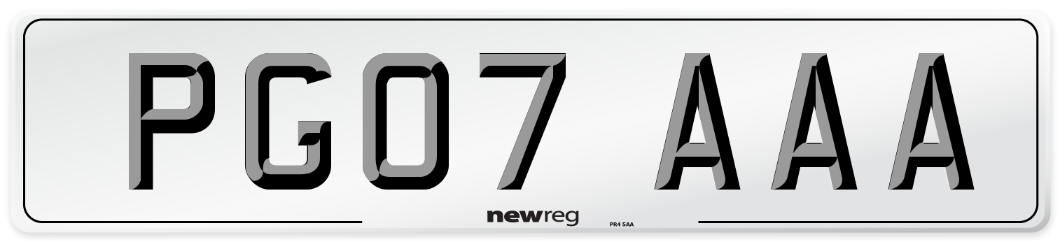 PG07 AAA Number Plate from New Reg